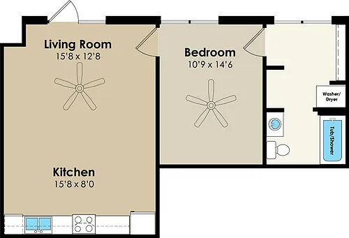 Floor plan 1BR/1BA- Ground