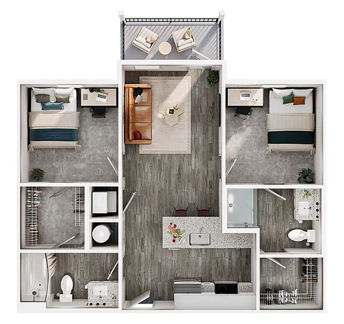 Floor plan 2BR/2BA - B1