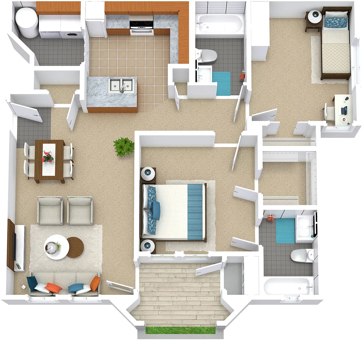 Floor plan 2x2 865sf Classic - B1