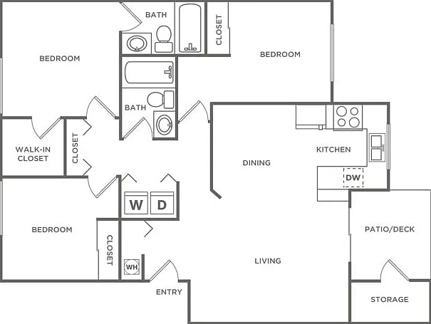 Three Bedroom Two Bath | 1,123 sq. ft. Three Bedroom Two Bath | 1,123 sq. ft.