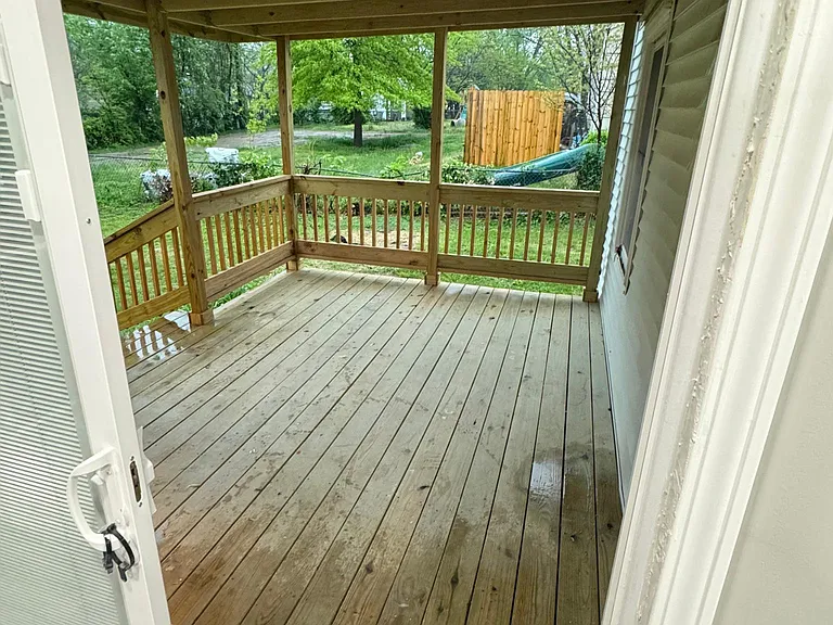 View from the kitchen to the covered back deck