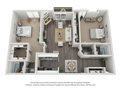 Floor plan Two Bed Two Bath-Tower 1