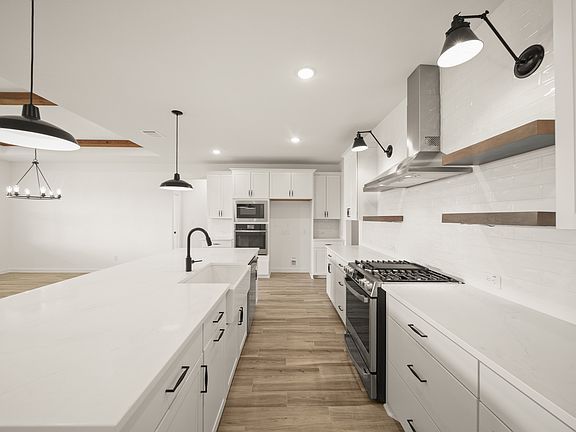 Kitchen with floating shelves