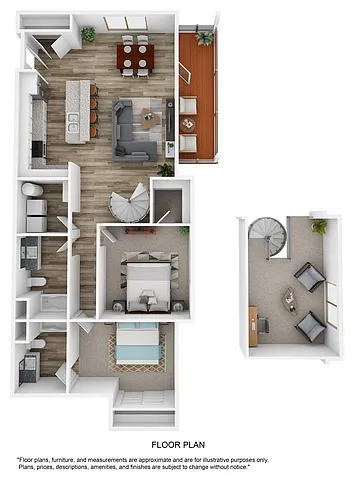 Floor plan B4 Darlington - Two Bedroom, Two Bathroom w/Loft