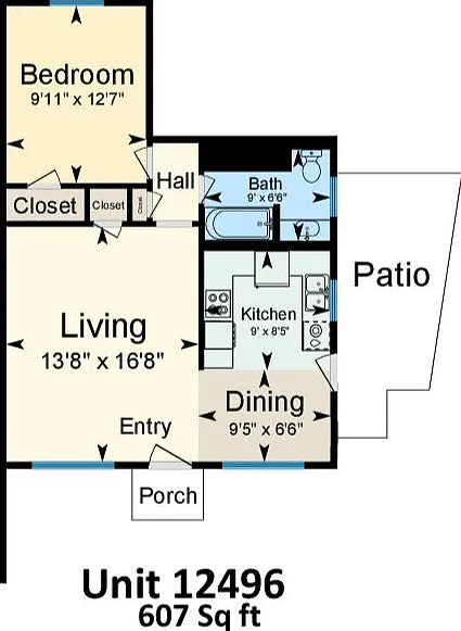 1 bed, 607 sqft, $900 — Photo 2