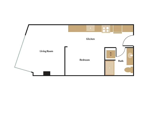 Floor plan 1x1 Open - B2