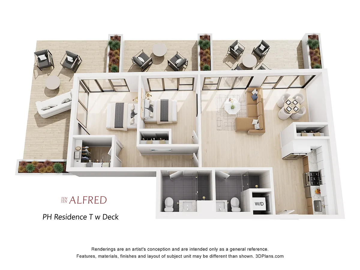 Floor plan Penthouse Residence T with Deck