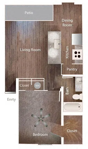 Floor plan Large One Bedroom - One Bath