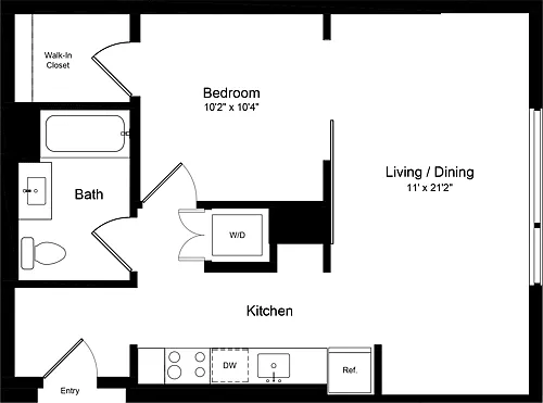 Floor plan 1 Bedroom E