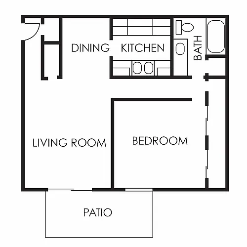 Floor plan 1 bed, 1 bath 750
