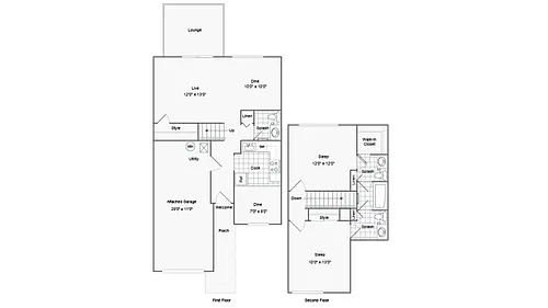 Floor plan 2-Level Duplex 2x2.5 with Attached Garage