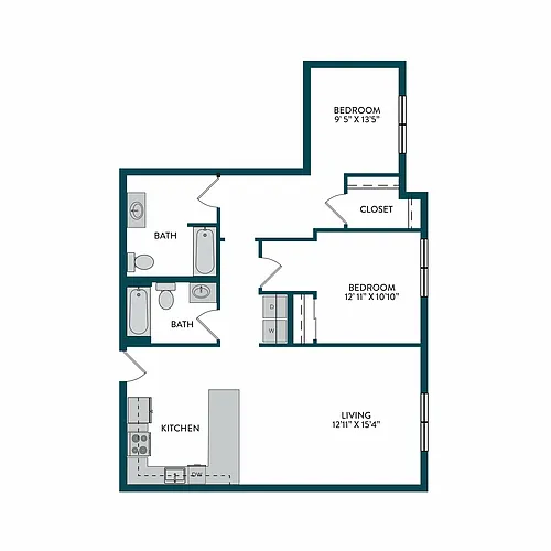 Floor plan 2BR 2BA D