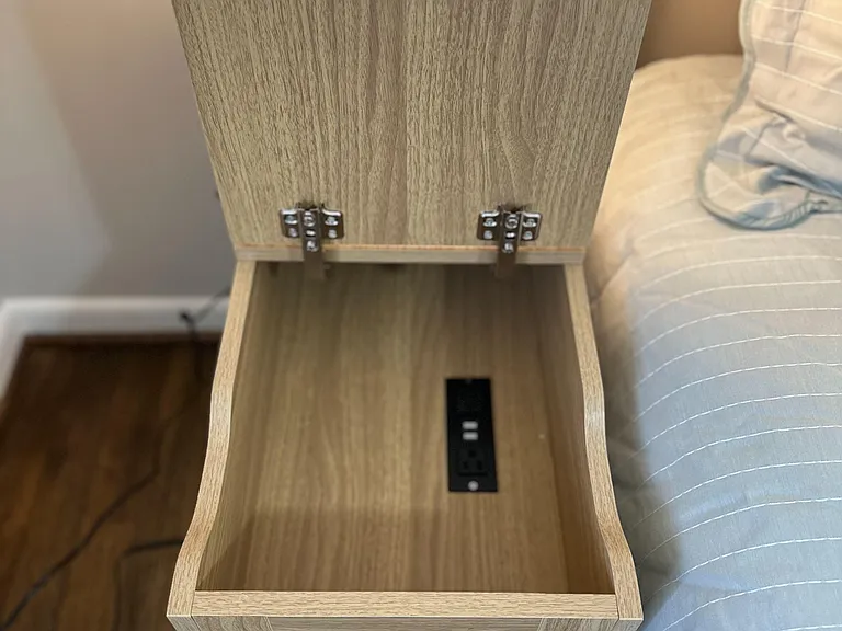 Built In plugs in your night table.
