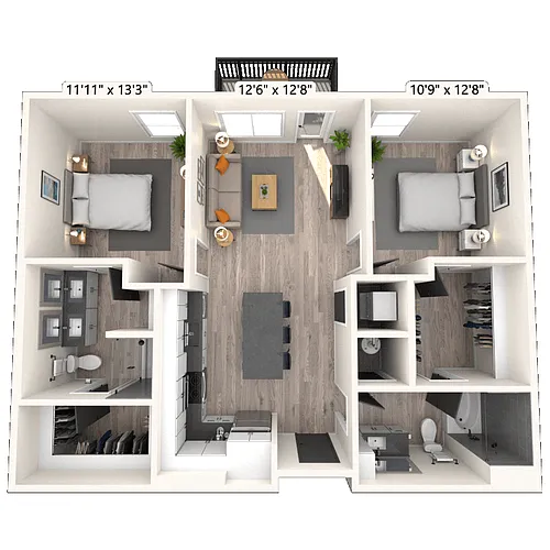 Floor plan B1 2x2 1024 SF-FP