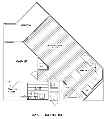 Floor plan 1 Bed/1 Bath-A2