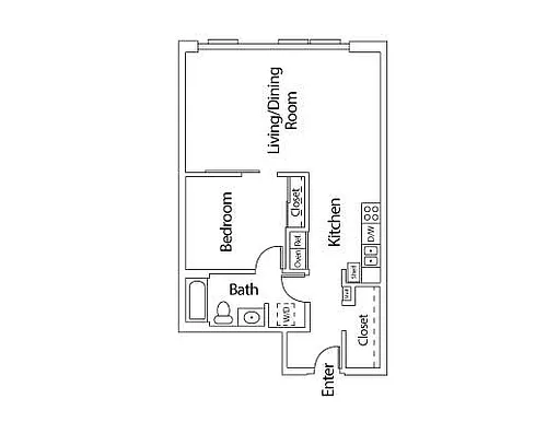 Floor plan 1X1 B