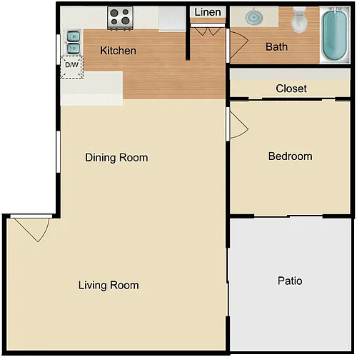 Floor plan 1 Bed 1 Bath