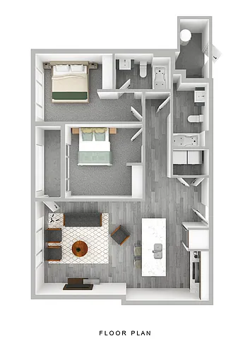 Floor plan 2 Bed 2 Bath Style E