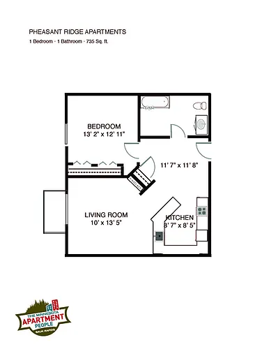 Floor plan 1bed 1bath Fireplace Washer Dryer