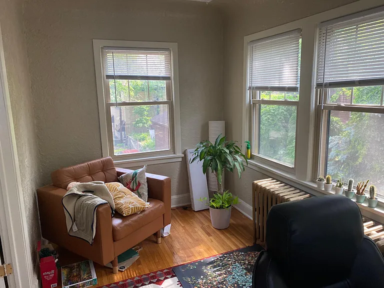 Sunroom with lots of light and good views.