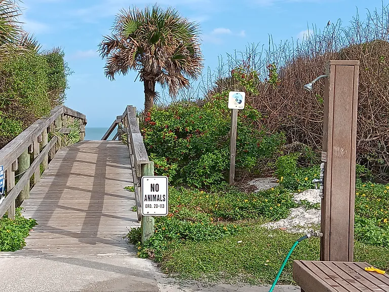 Steps to paradise. Rinse off after beach.