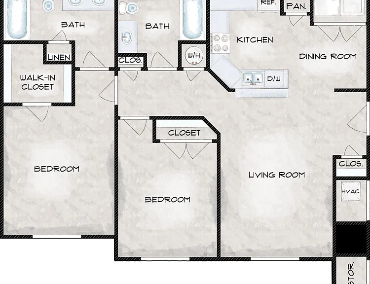 Two Bedroom Floorplan Diagram