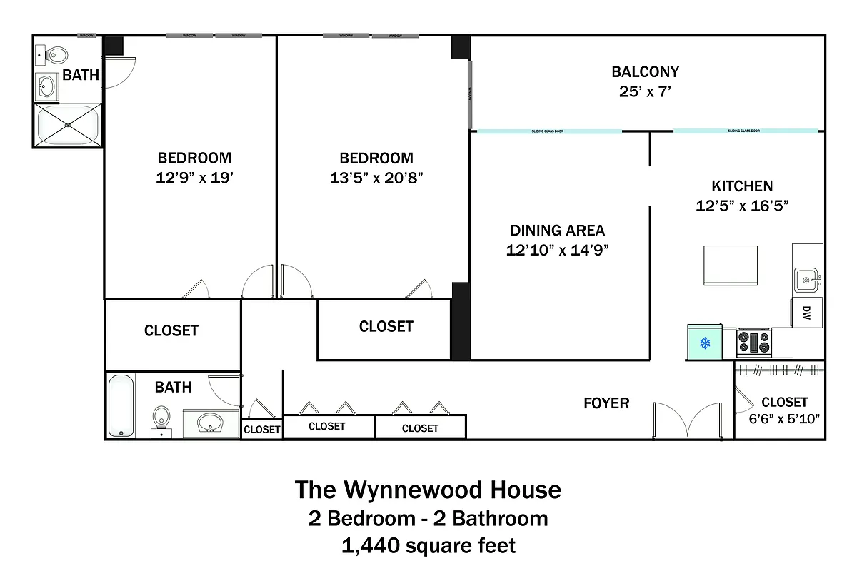 Floor plan 2 Bedroom 2 Bath