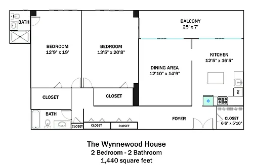Floor plan 2 Bedroom 2 Bath