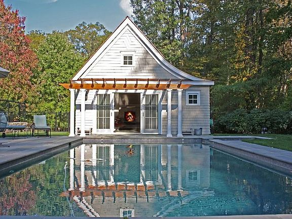 Pool House Open with Fire