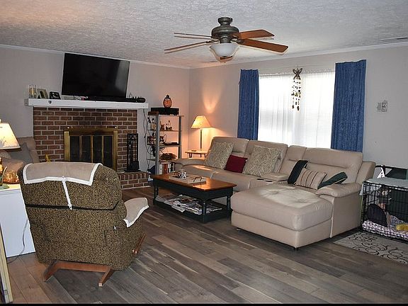 Living room  wood fireplace 