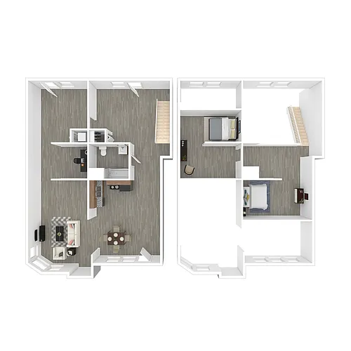 Floor plan Two Bedroom Live-Work Loft