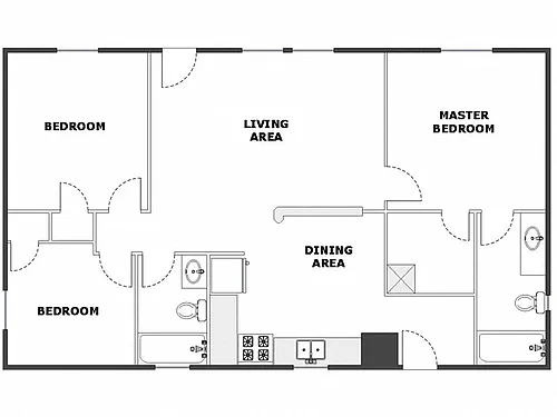 Floor plan 3 Bed / 2 Bath: Type B