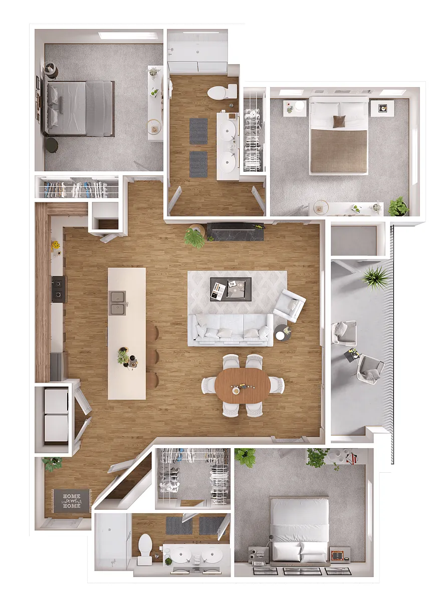 Floor plan 3 Bed 2 Bath B2