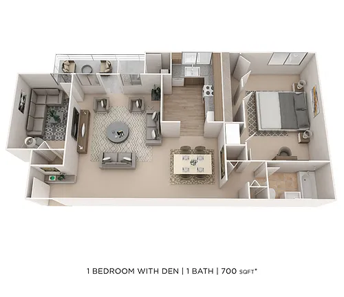 Floor plan One Bedroom w/ Den - 700 sqft