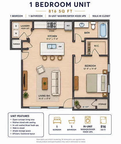 Floor plan 1BD/ 1 BA