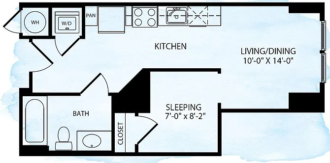Floor plan Cornerstone S4 Studio 1 Bath