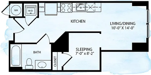 Floor plan Cornerstone S4 Studio 1 Bath