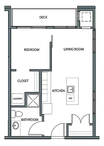 Floor plan 1 Bedroom F - Corner