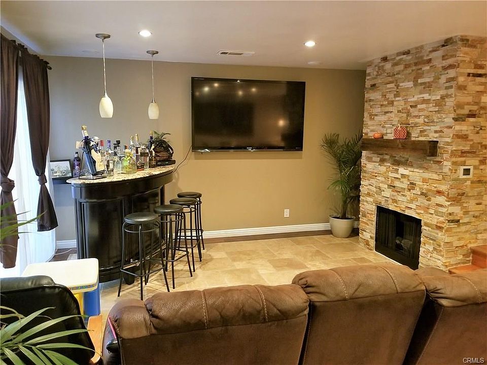 View into living room with the fireplace