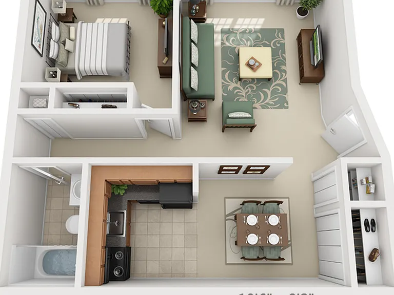 1 BEDROOM, 1 BATH - 650 SF 1 BEDROOM, 1 BATH - 650 SF