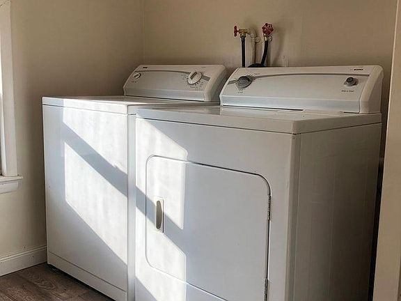 Washer and dryer in unit.
