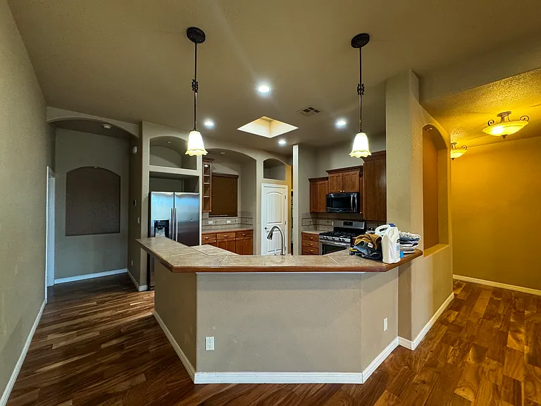 Kitchen looking in from living room.