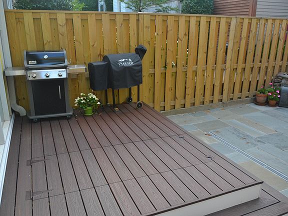 Back deck with access to the basement below