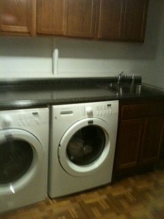 laundry and oak cabinets