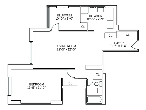 Floor plan PARKSIDE EAST - Converted 2 Bedroom One Bathroom