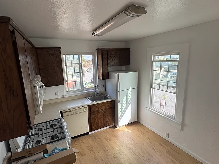 Kitchen with a newly remodeled floor