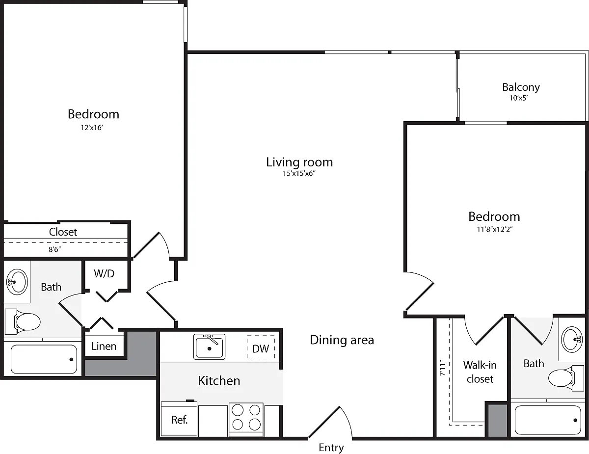 Floor plan 2 Bedroom K WD
