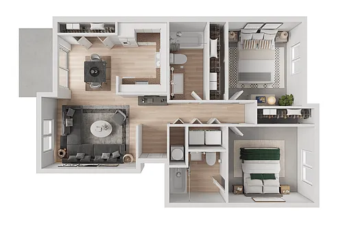 Floor plan 2 Bed - 2 Bath