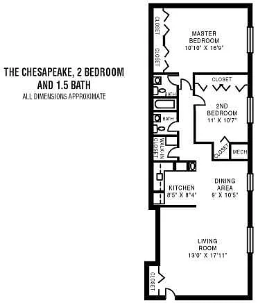 Floor plan 2Bedroom 1.5Bathroom