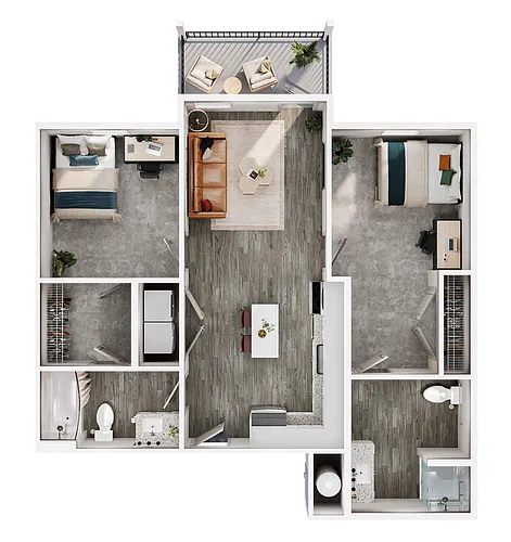 Floor plan 2BR/2BA - B2 - ADA